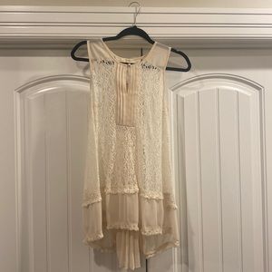 Cream with lace and tie back top